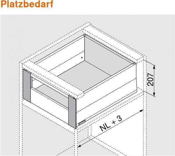 MERIVOBOX Querreling für Innenauszug, bis KB=1200mm, zum Ablängen, indiumgrau, ZR4.1059U